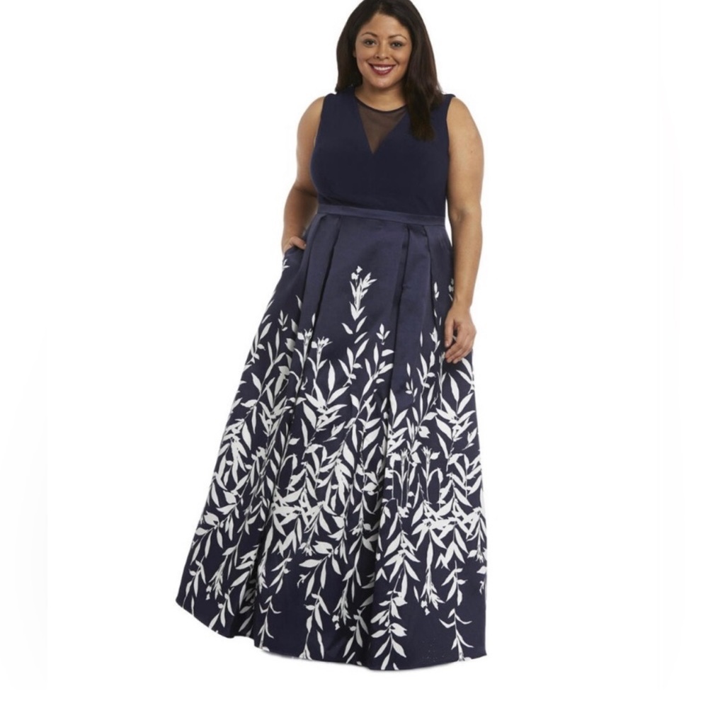 MORGAN & CO Navy Sleeveless Formal Fit Flare Dress size 16